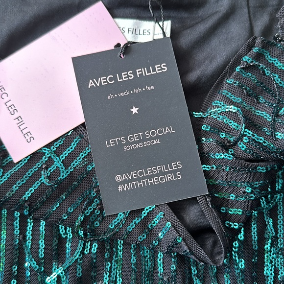 Avec Les Filles Sequins Fringe Size Small Mini Skirt - Picture 13 of 17